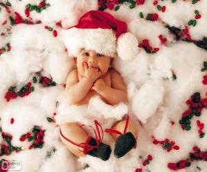 пазл Ребенок в шапке Санта-Клауса